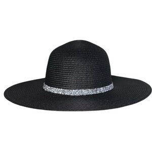 NWT Chic Black and Silver Wide-Brimmed Hat